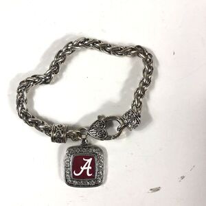 University of Alabama Silver Tone Bracelet 7.75" Long Heart Lock Closure